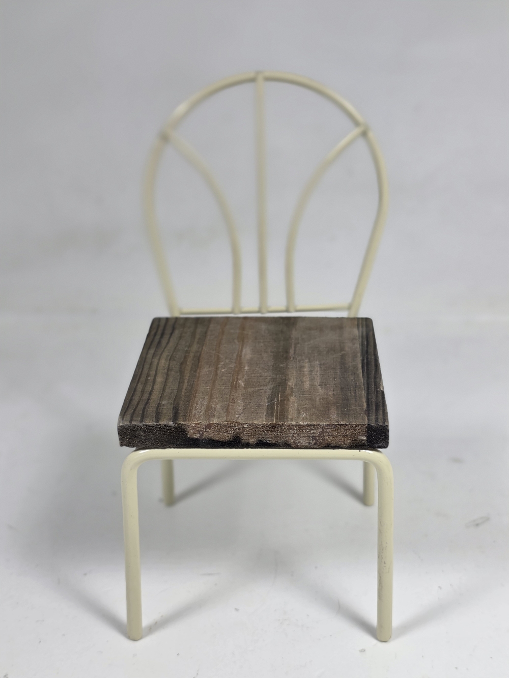 Miniature Chair Natural wood & White iron
